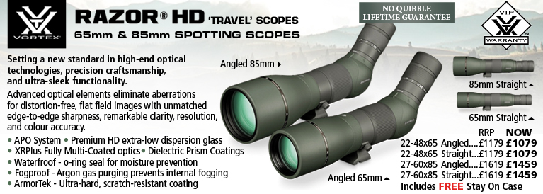 Vortex Razor HD 56mm 13-39x zoom Angled or Straight Spotting Scope