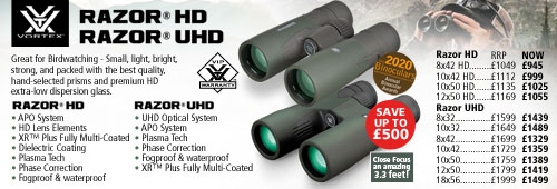 Vortex Razor HD and Razor UHD Binoculars