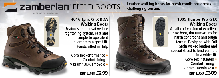 Zamberlan 4016 Lynx GTX BOA Walking Boots (Men's) - Brown and 1005 Hunter Pro GTX Walking Boots (Men's) - Brown