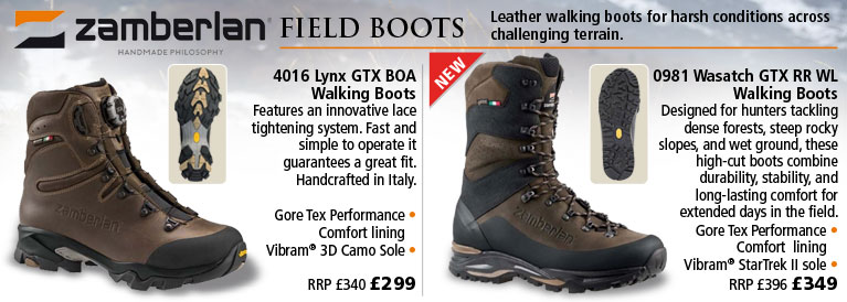 Zamberlan 4016 Lynx GTX BOA Walking Boots (Men's) - Brown and 0981 Wasatch GTX RR WL Walking Boots (Men's) - Brown