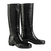 Image of Aigle 'Miss Juliette' Croco Boots (Womens) - Black Croc