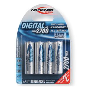 Image of Ansmann AA Size - 4 x 2700mAh - Digital NiMH Rechargeable Batteries