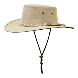 Image of Barmah Drover Canvas Hat With Mesh Sides - Beige