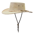 Image of Barmah Drover Canvas Hat With Mesh Sides - Beige