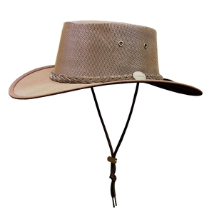 Image of Barmah Drover Canvas Hat With Mesh Sides - Brown