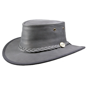 Image of Barmah Foldaway Bronco - Fullgrain Leather Hat - Black