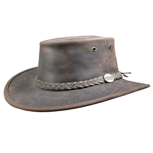 Image of Barmah Foldaway Bronco - Fullgrain Leather Hat - Brown