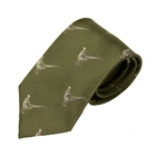 Image of Bisley Pheasants Silk Tie - Green