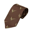 Image of Bisley Pheasants Silk Tie - Burgundy