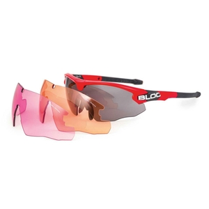 Image of Bloc Shooting Glasses - Red Frame - Grey/Orange/Pink Lenses