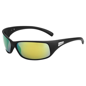 Image of Bolle Recoil Polarized Sunglasses - Matte Black/White Frame - Polarized Brown Emerald