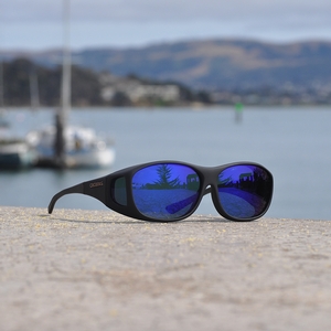 Image of Cocoons Slim Line Polarized Sunglasses - Black Frame / Blue Mirror Lens