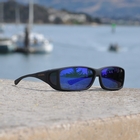 Image of Cocoons Wide Line Polarized Sunglasses - Black Frame / Blue Mirror Lens