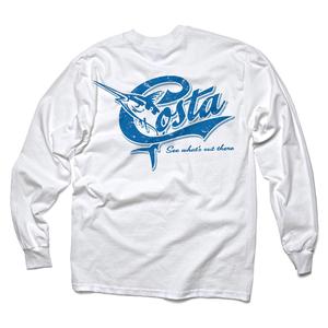 Image of Costa Del Mar Retro Long Sleeve T-Shirt - White