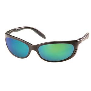 Image of Costa Del Mar Fathom Polarised Sunglasses - Black (Frame) Plus Head strap and cleaning Kit - Green Mirror Glass