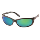 Image of Costa Del Mar Fathom Polarised Sunglasses - Black (Frame) Plus Head strap and cleaning Kit - Green Mirror Glass