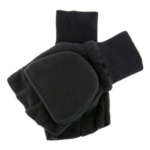 Image of Dents Holland Polarfleece Half Finger Gloves w/Cap Mitt - Black