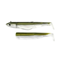 Fiiish Black Minnow 120 12cm Combo - Off Shore Jig Head - 25g - Kaki/Silver + 2 Lure Bodies - Kaki