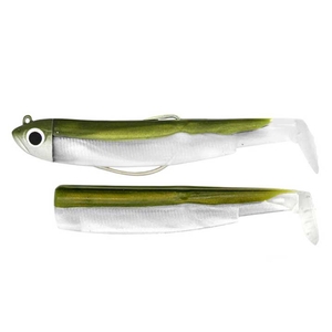 Image of Fiiish Black Minnow 120 12cm Combo - 12g Shore Jig Head - Kaki Silver & 2 Lure Bodies - Kaki