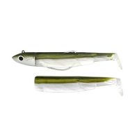 Fiiish Black Minnow 140 14cm Combo - 40g Off Shore Jig Head - Kaki Silver & 2 Lure Bodies - Kaki