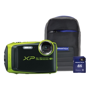 Image of Fujifilm Finepix XP120 16MP Tough Camera Kit With 16GB SD Card And Case - Black/Lime Green