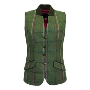 Image of Game Ladies Margate Margate Tweed Waistcoat - Pink Check