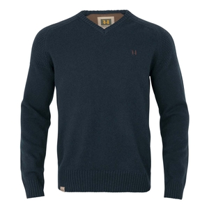 Image of Harkila Vincent Merino V-Neck Pullover - Dark Navy