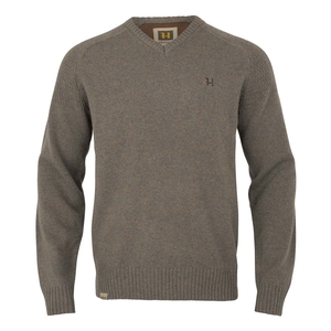 Image of Harkila Vincent Merino V-Neck Pullover - Dark Sand