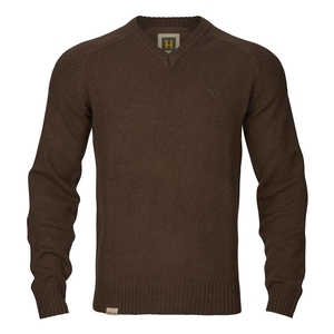 Image of Harkila Vincent Merino V-Neck Pullover - Demitasse Brown