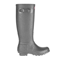 Image of Hunter Carnaby Tall Metallic Wellington Boots - Boa Snake Pewter