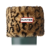 Image of Hunter Fleece Welly Sock with Patterned Cuff (Adults) - Leopard
