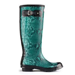 Image of Hunter Carnaby Snake Wellingtons (Women's) - Lagoon Green