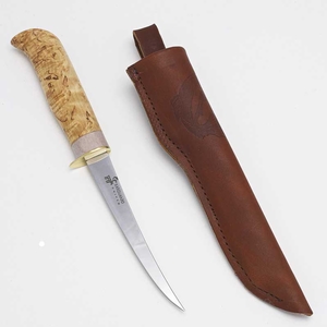 Image of Karesuando Salmon Outdoor Fillet Knife - 15cm - Curly Birch / Reindeer Antler