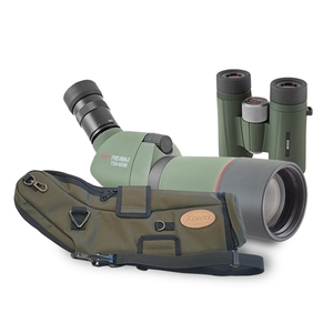 Image of Kowa Compact Garden Kit - TSN 663M Angled Spotting Scope, TE-X9B 20-60x Eyepiece, C-661 Stay-On Case, BD II 8x32 XD Binoculars