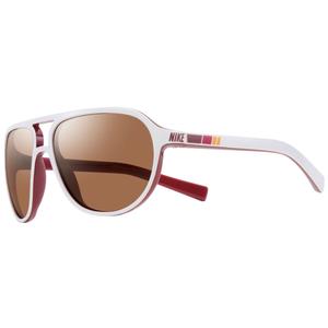 Image of Nike Vintage 72 Men's Sunglasses - White, Dark Red Stripe Carbon / Brown