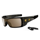 Image of Oakley Batwolf Men's Polarized Sunglasses - Black Gold Ghost Text/ Tungsten Iridium Polarized