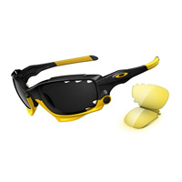 Image of Oakley LiveStrong Jawbone Sunglasses - Polished Black (Frame) / Black Iridium Vented, Yellow (2 Lenses)
