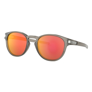 Image of Oakley Latch Men's Sunglasses - Matte Grey Ink Frame/Ruby Iridium Lens