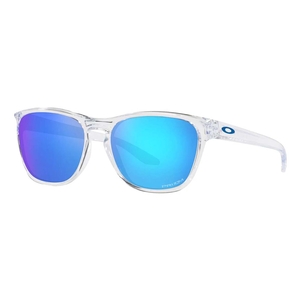 Image of Oakley Manorburn Prizm Sunglasses - Polished Clear Frame / Prizm Sapphire Lens