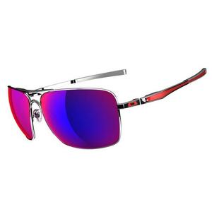 Image of Oakley Plaintiff Squared Sunglasses - Polished Chrome / Positive Red Iridium