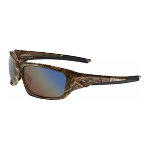 Image of Oakley Valve Men's Polarized Sunglasses - Woodland Camo / Shallow Blue Polarized