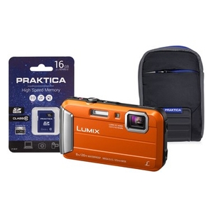 Image of Panasonic Lumix DMC-FT30 Waterproof Camera Kit WIth 16GB SD Card And Case - Orange