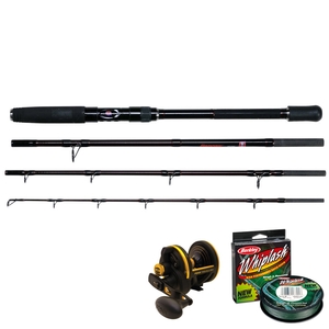Image of Penn Rampage Boat 7ft 4in Rod Combo - with Squall 30 Level Wind Multiplier, Berkley Whiplash Pro Green 30lb Line