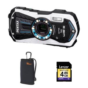 Image of Pentax Optio WG-2 GPS 16MP Camera Bundle (Camera, 4GB SD Card, Lowepro Case) - White