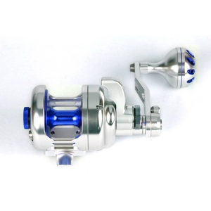 Image of Poseidon 300R Boat Multiplier Jigging Reel - 2 Speed  - Right Hand Wind - Silver / Blue
