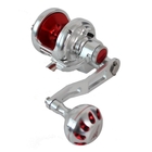 Image of Poseidon 400L Boat Multiplier Jigging Reel - 2 Speed - Left Hand Wind - Silver / Red