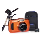 Image of Praktica Luxmedia WP240 20MP Camera Kit With 16GB MicroSD Card, Case And Desktop Tripod - Orange