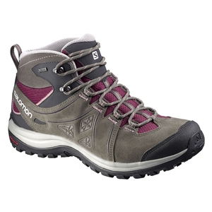 Image of Salomon Ellipse 2 Mid LTR GTX Lady Walking Boots (Women's) - Bordeaux / Swamp / Dusty Pink