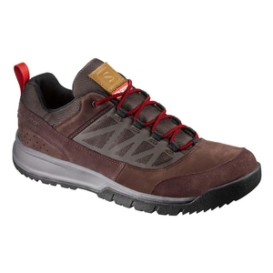 Image of Salomon Instinct Travel GTX Walking Shoes (Men's) - Dark Brown Leather / Absolute Brown X / Quick