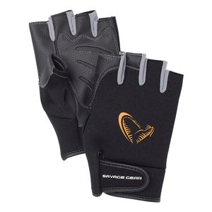 Image of Savage Gear Neoprene Half Finger Gloves - Black